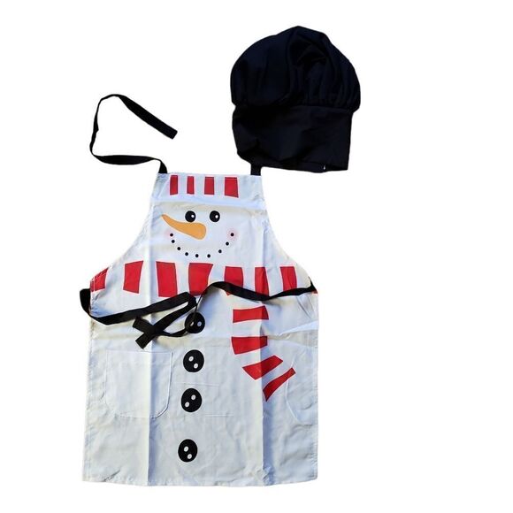 NWOT Kids Holiday Christmas Snowman Apron Set - Picture 1 of 4